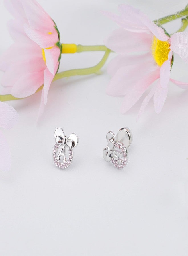 Staligue 14K Gold Plated Sterling Silver Initial Earrings for Women Cubic Zirconia S925 Hypoallergenic Alphabet Letter Earrings (Silver, A) - Image 3